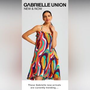 New Danielle Union women’s dress pleated colorful flowy loose size XL retro